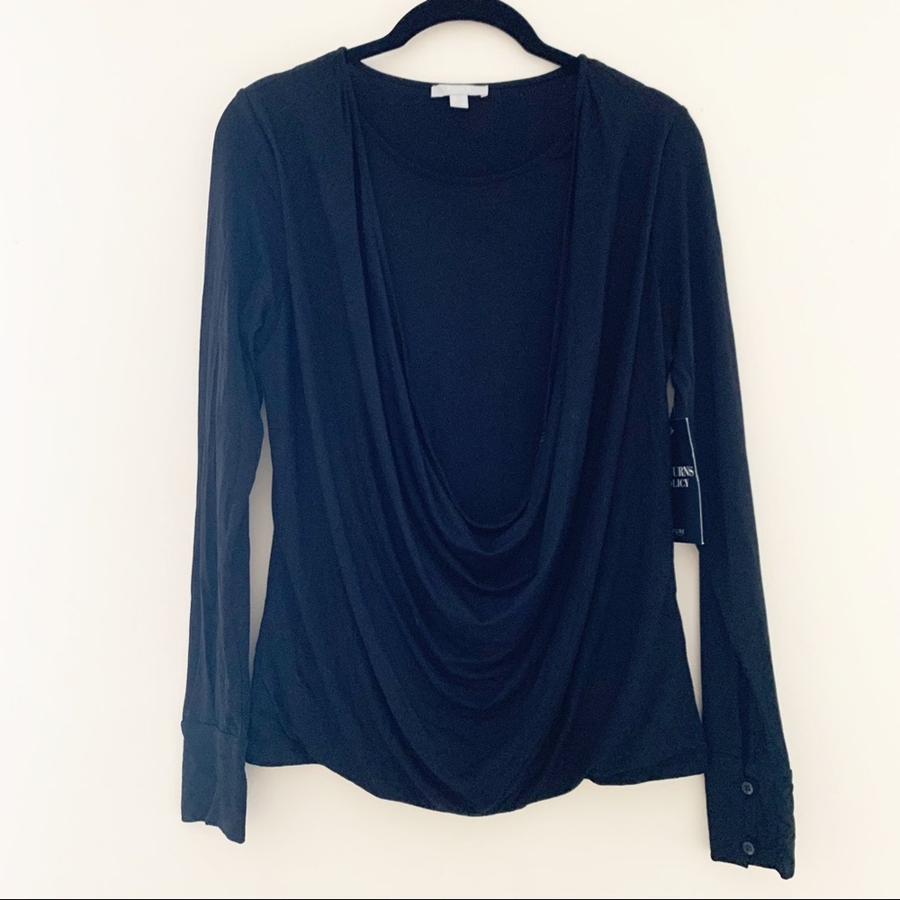 Pure Collection Black Drape Neck Shirt 6